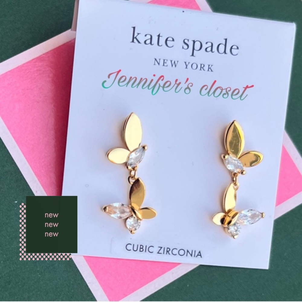 KATE SPADE EARRINGS NWT | Gold-Tone Crystal Drop Stud Earrings